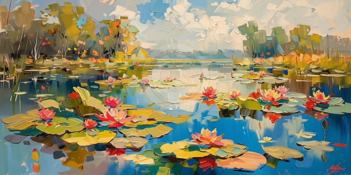 Ninfee su uno stagno luminoso