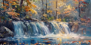 Cascada en el bosque oto&ntilde;al