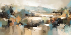 Paisaje Abstracto con Tonos C&aacute;lidos y Fr&iacute;os