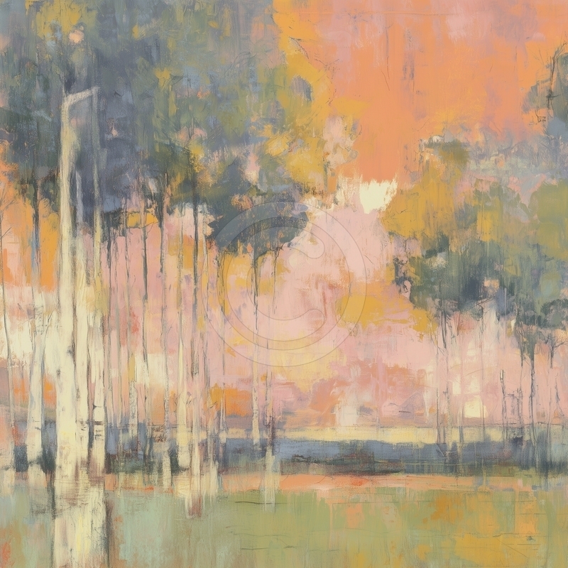 Foresta astratta al tramonto