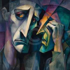 Rostros abstractos tristes