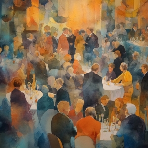 Folla a cena elegante