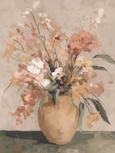 Jarr&oacute;n floral en tonos neutros