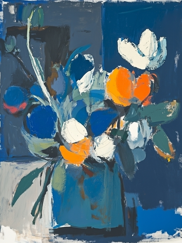 Floral abstracto en azul