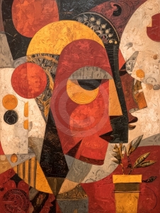 Volti Astratti in Rosso