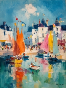 Barcos de Colores en el Puerto