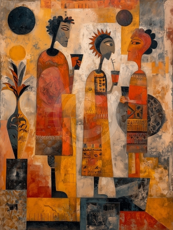 Tres Figuras en Conversación