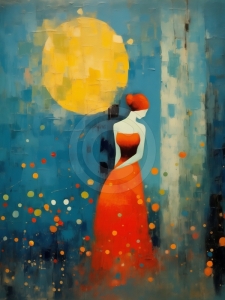 Mujer en Vestido Rojo