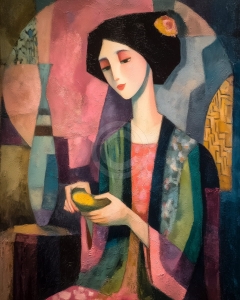Donna con Ciotola Dorata