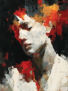 Abstract Face in Red and Black