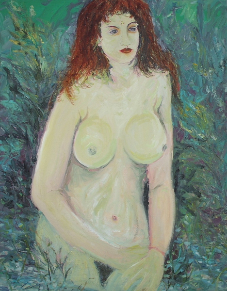 Nude In The Garden Painting