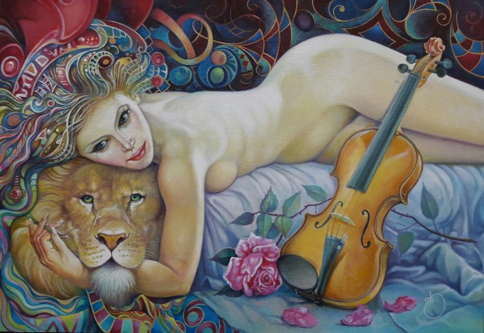 Lion Woman And Violin Painting