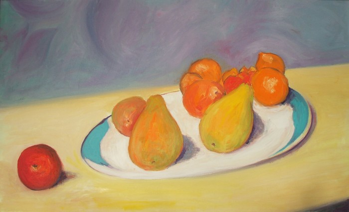 Still Life With Plate Of Pears And Oranges Painting