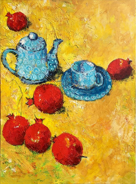 Still Life With Pomegranate-Tea Pot Painting