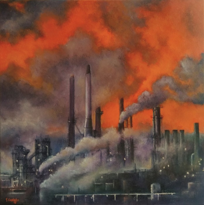 Pollution At Sunset Painting