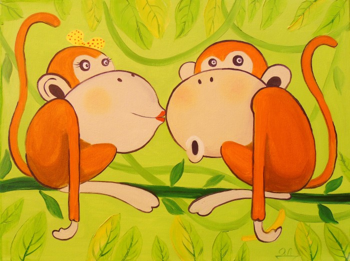 Monkey Kiss Painting