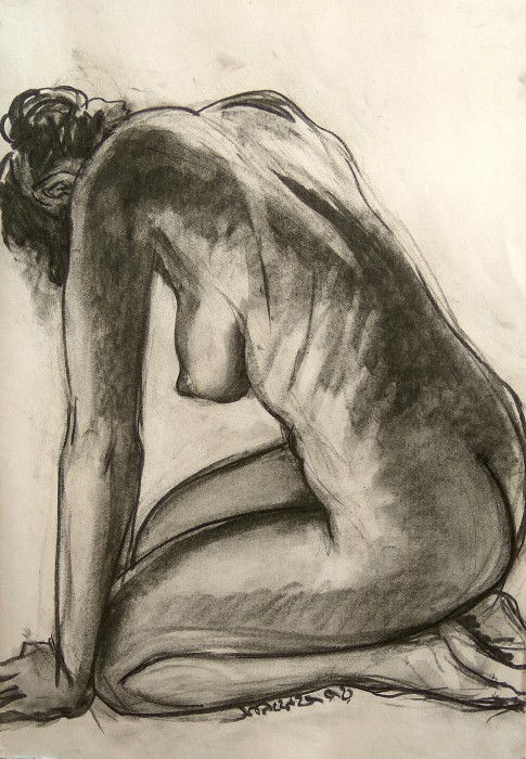 Vajra Asana: The Kneeling Nude-3 Painting