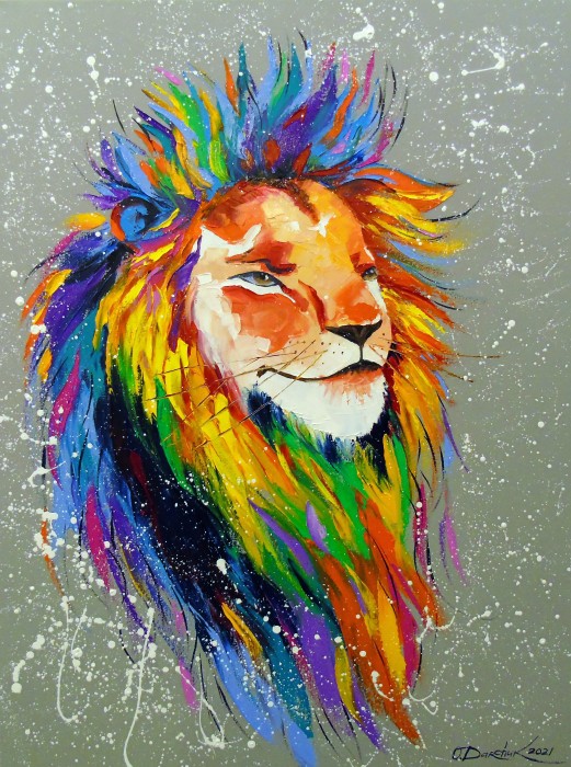 Rainbow Lion Painting