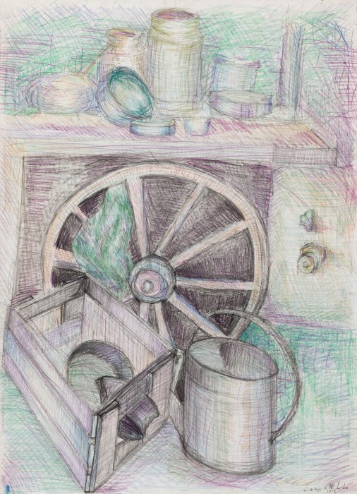 Still Life With A Wooden Wheel Painting