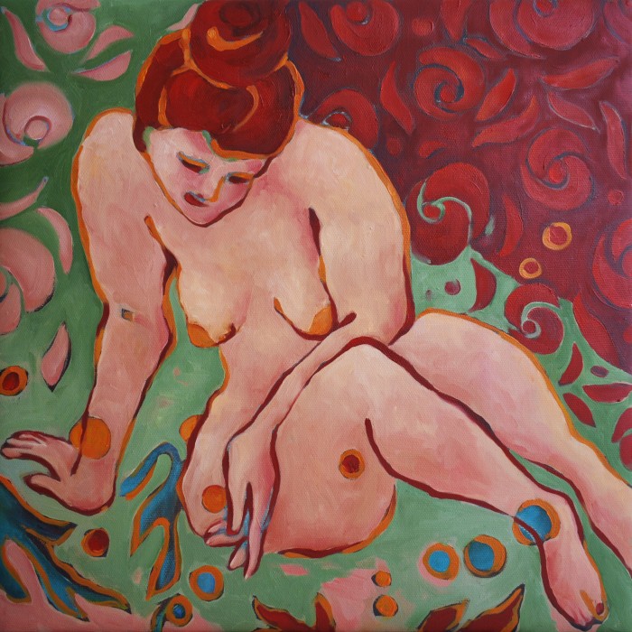 Woman Planting Flowers Painting