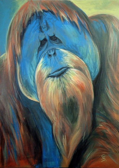 Sad Orangutan Painting