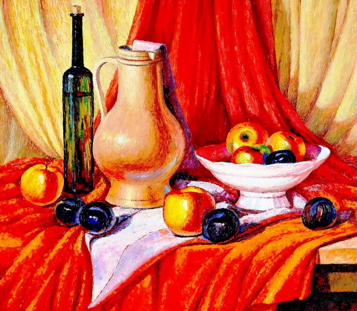 Still Life On Red Painting