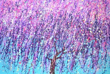 Blooming purple tree.