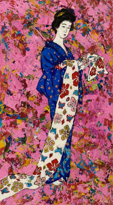 Woman In Summer Kimono Painting