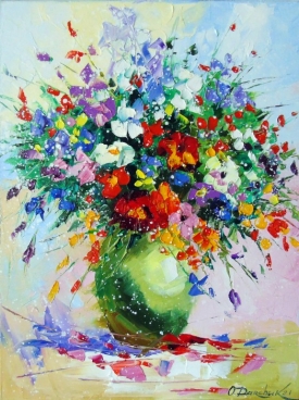 A bouquet of meadow flowers in a vase