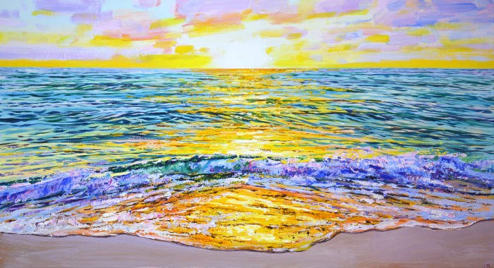 Magic Sunset Over The Ocean. Painting
