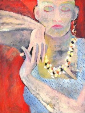 Woman With Beads Painting