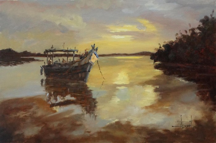 Barco Rio Itanhaém Painting