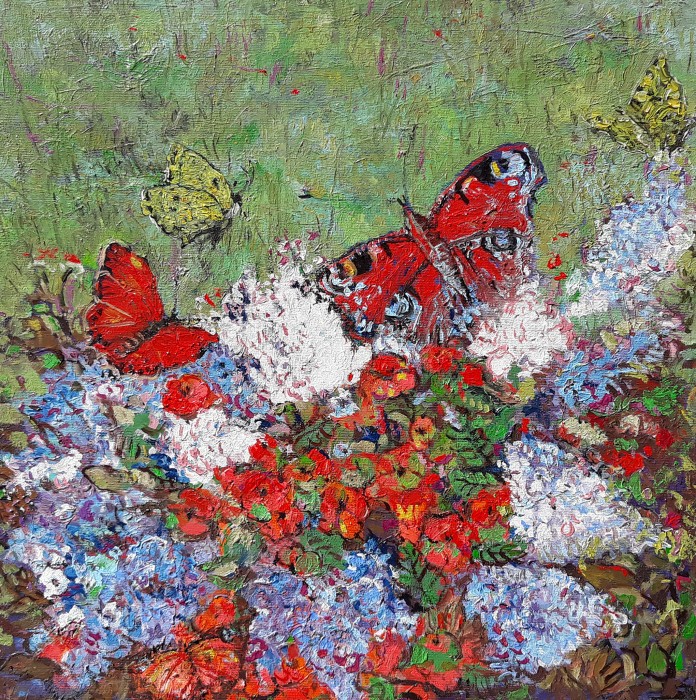 Butterflies In The Garden Painting