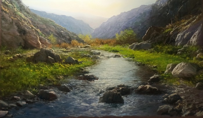 Riverbank In Spring Painting