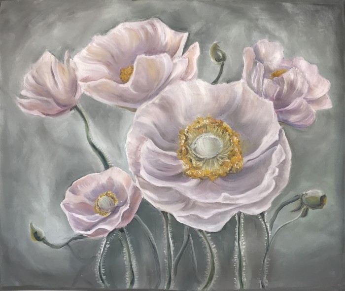 Silver Poppies Painting