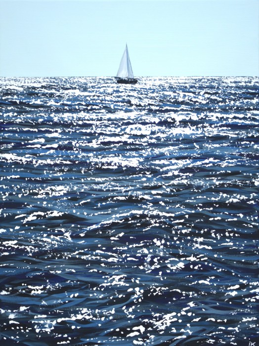 Ocean. Sailboat. Painting