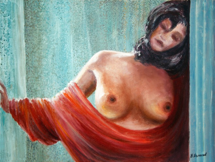 The Girl With Red Cape Painting