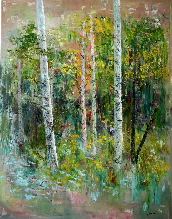 Birches In The Forest Painting
