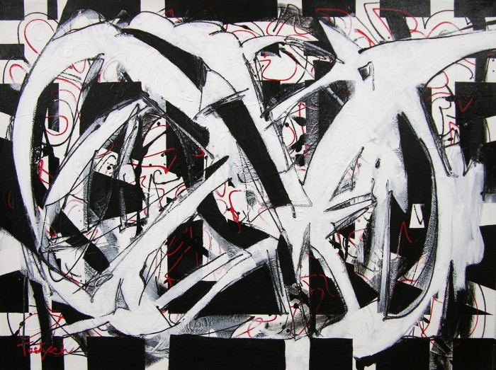Black And White And Red All Over Painting
