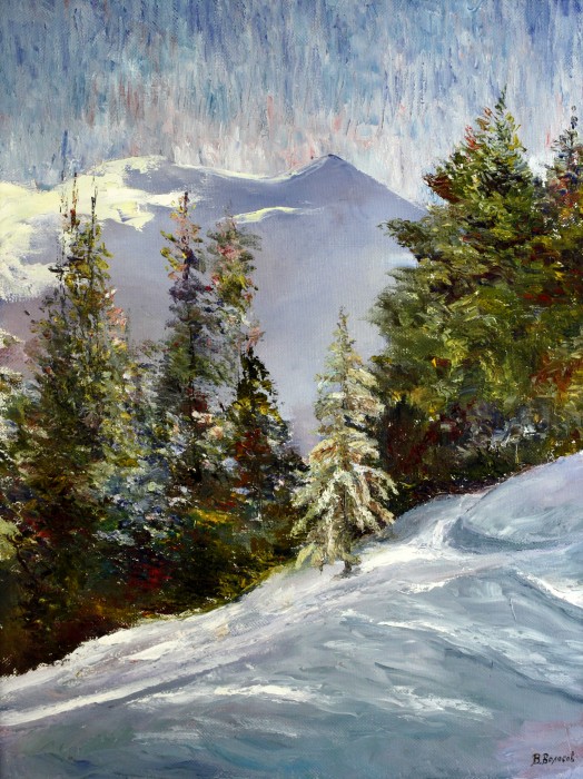 Winter On The Mountains Painting