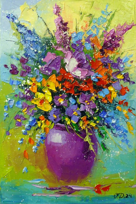 A Bouquet Of Sunny Flowers In A Vase Painting