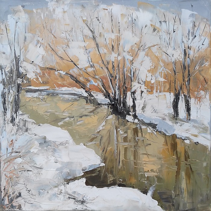 Golden Hues Winter Painting