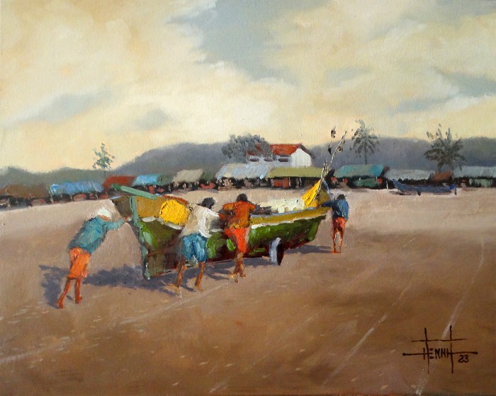 Barco Com Pescadores Painting